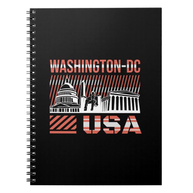 Washington DC USA Typography Travel Design Notebook (Front)