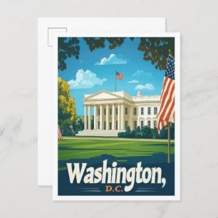 Washington DC USA Vintage Travel Illustration Postcard