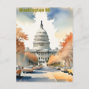 Washington DC Vintage  watercolor  Postcard