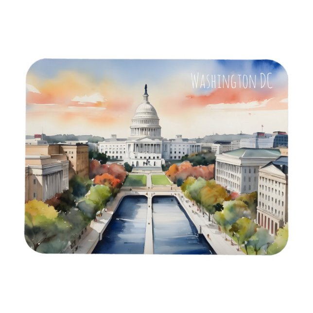 Washington DC watercolor art Magnet (Horizontal)