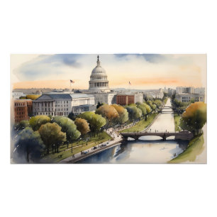 Washington DC watercolor art Photo Print