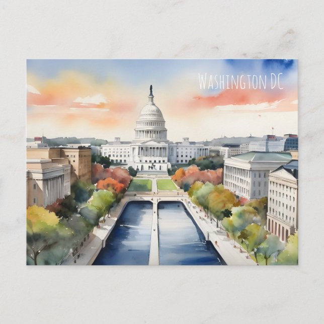 Washington DC watercolor art Postcard (Front)