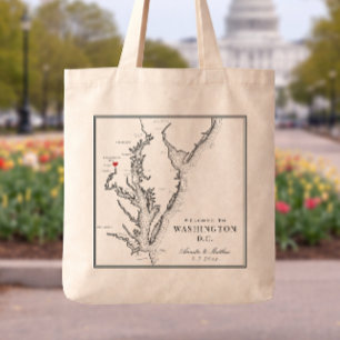 Washington DC Wedding Black and White Welcome Tote Bag