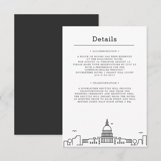 Washington DC Wedding | Guest Details Invitation (Front/Back)