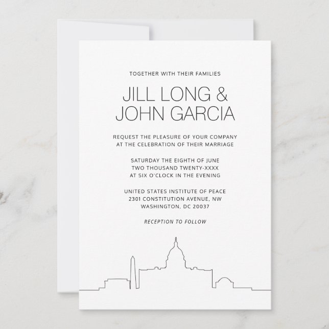 Washington DC Wedding Invitation (Front)