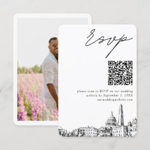 Washington DC Wedding Modern RSVP QR Code Enclosure Card
