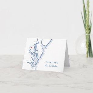 Washington DC Wedding Navy Blue Map Personalised Thank You Card