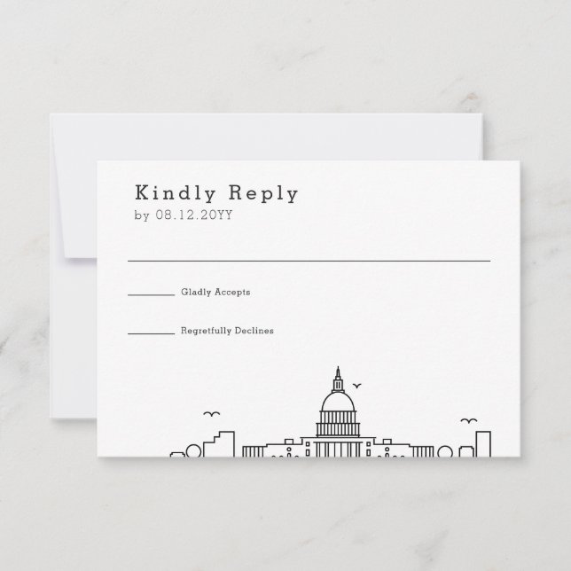 Washington DC Wedding | Stylised Skyline RSVP (Front)