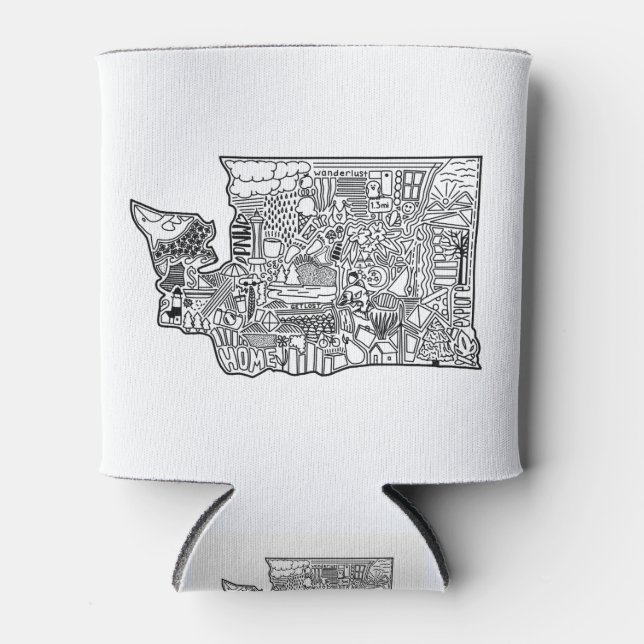 Washington Doodle Can Cooler (Front)
