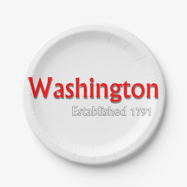 Washington Established Theme Party Paper Plates (Front)