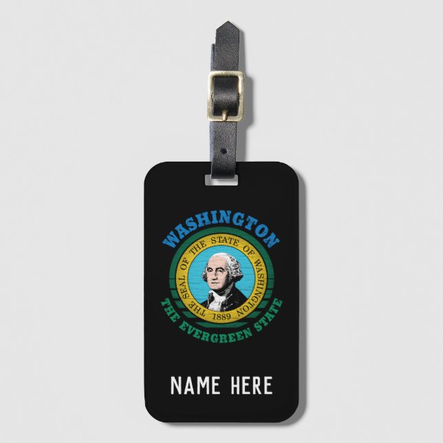 WASHINGTON EVERGREEN STATE FLAG LUGGAGE TAG (Front Vertical)