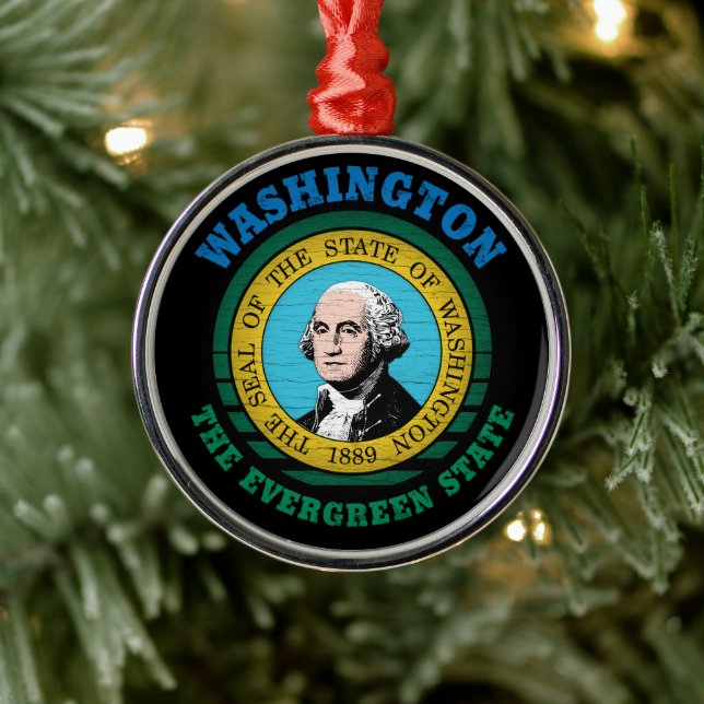 WASHINGTON EVERGREEN STATE FLAG METAL ORNAMENT (Tree)