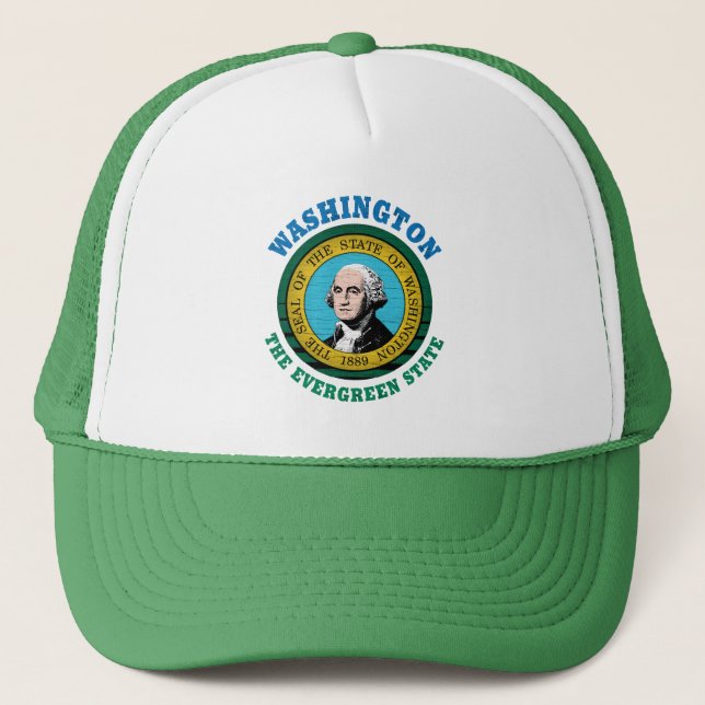 WASHINGTON EVERGREEN STATE FLAG TRUCKER HAT (Front)