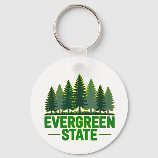 Washington Evergreen State Forest Nature Aesthetic Key Ring (Front)