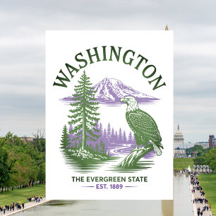 Washington Evergreen State Travel Postcard