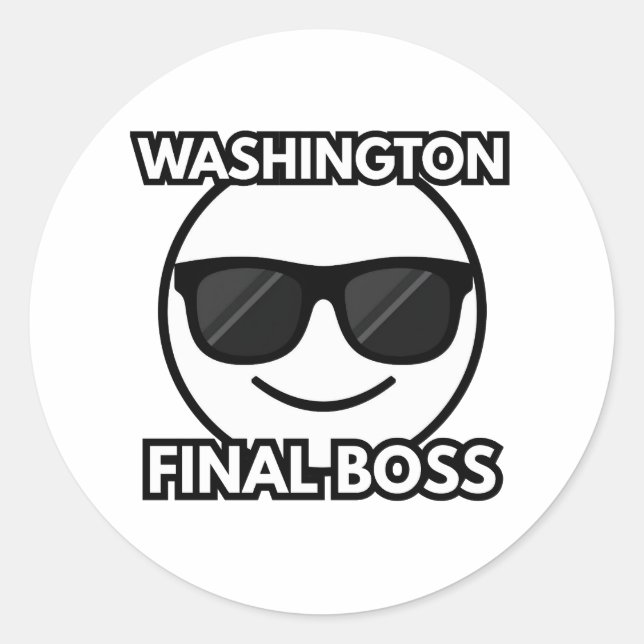 Washington Final Boss Cool Emoji Sticker (Front)