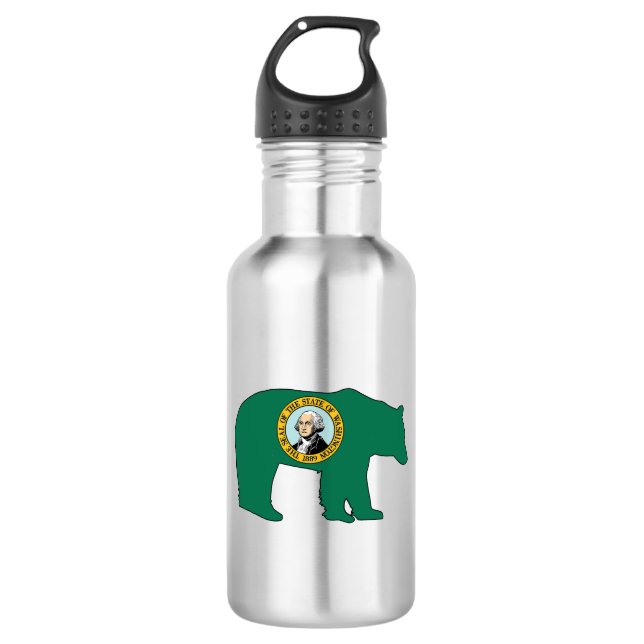 Washington Flag Bear 532 Ml Water Bottle (Front)
