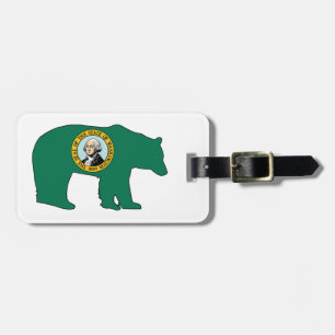 Washington Flag Bear Luggage Tag