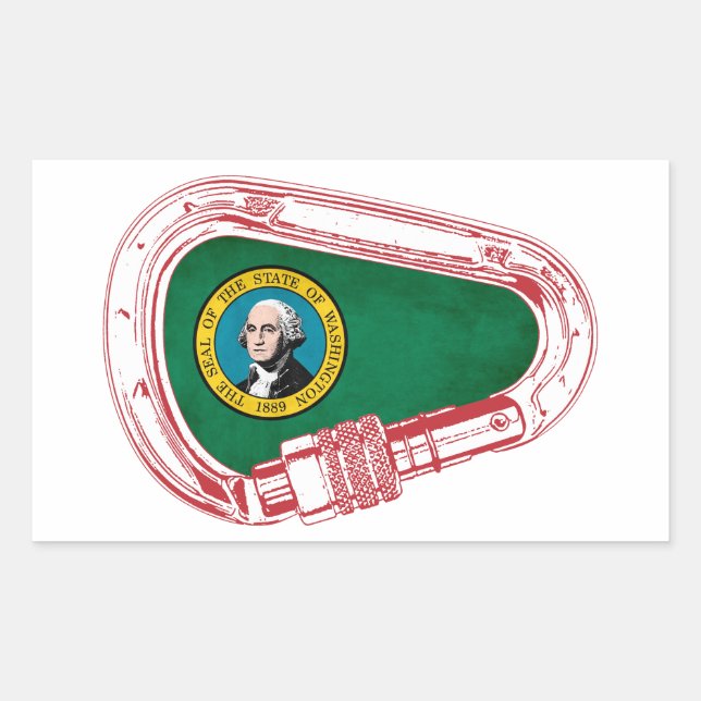 Washington Flag Climbing Carabiner Rectangular Sticker (Front)