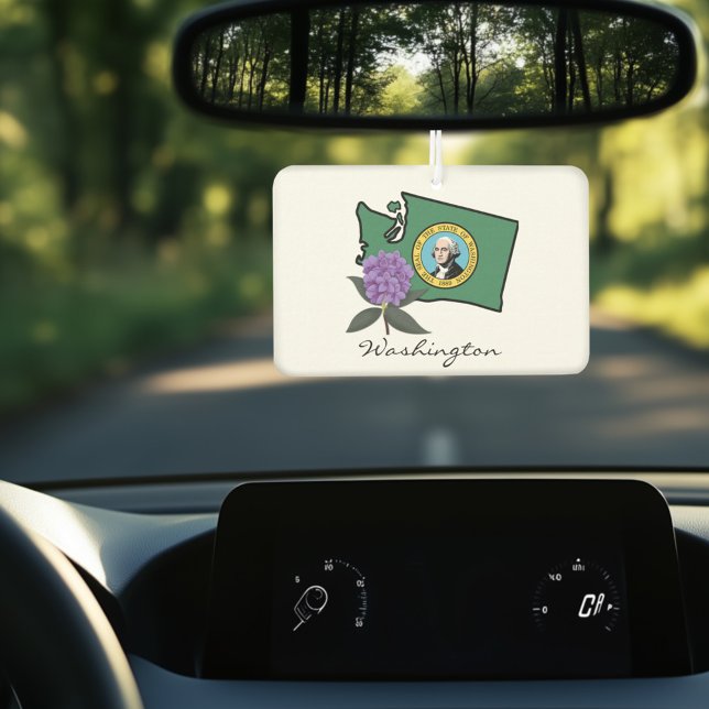 Washington Flag & Flower Pacific Rhododendron Car Air Freshener (Creator Uploaded)
