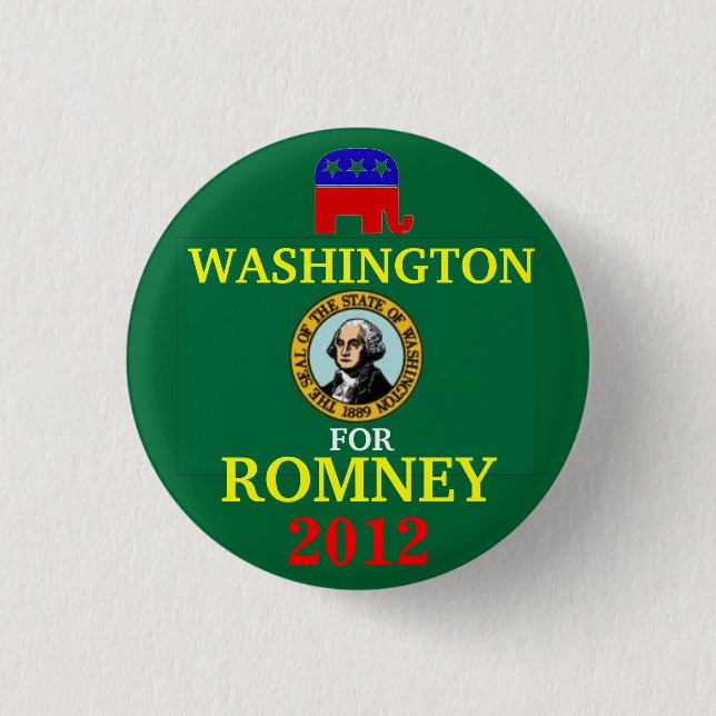Washington for Romney 2012 3 Cm Round Badge (Front)