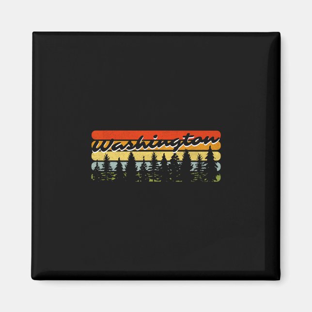 Washington Forest Sunset Trees Cabin Theme Souveni Magnet (Front)