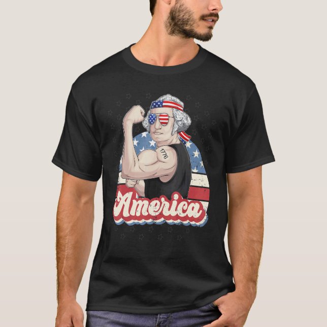 Washington George 4th Of July Patriotic Usa Flag M T-Shirt (Front)