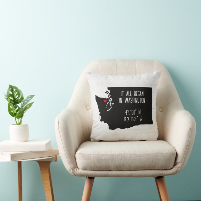 Washington GPS Coordinates with Heart Cushion (Chair)