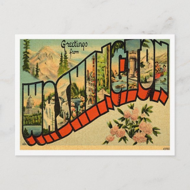 Washington Greetings From US States Postcard (Front)