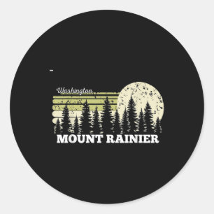 Washington Hiking Mount Rainier Trees Nature Fores Classic Round Sticker