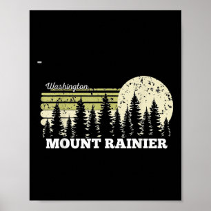 Washington Hiking Mount Rainier Trees Nature Fores Poster