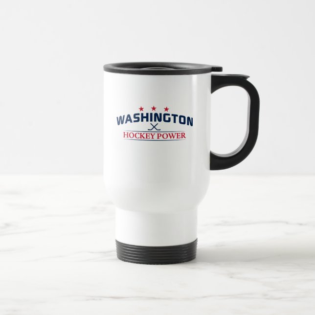 Washington Hockey Power White Travel Mug (Right)