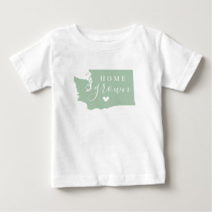 Washington Home Grown   Editable Colors State Map Baby T-Shirt