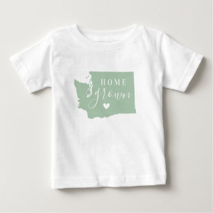 Washington Home Grown   Editable Colours State Map Baby T-Shirt
