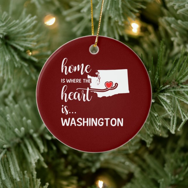 Washington home is where the heart is ceramic ornament (Tree)