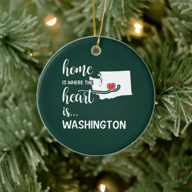Washington home is where the heart is ceramic ornament (Tree)