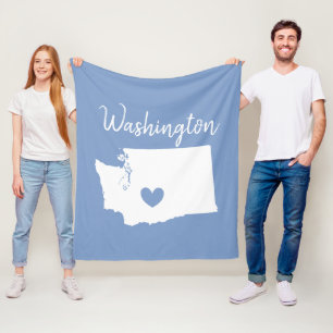 Washington home state map love heart fleece blanket
