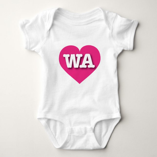 Washington Hot Pink Heart - I love WA Baby Bodysuit (Front)