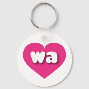 Washington hot pink heart - I love wa Key Ring