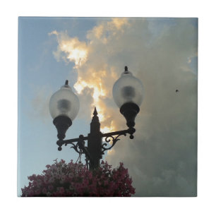 Washington, Iowa Storm Clouds and Lights Ceramic Tile