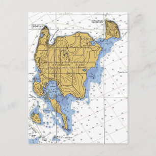 Washington Island, WI Nautical Chart Postcard