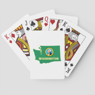 Washington Map Shaped State Flag Playing Cards