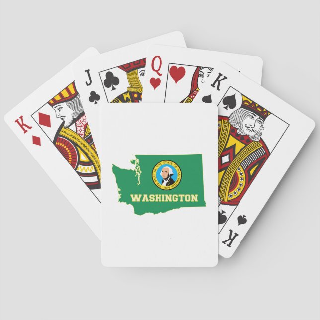 Washington Map Shaped State Flag Playing Cards (Back)
