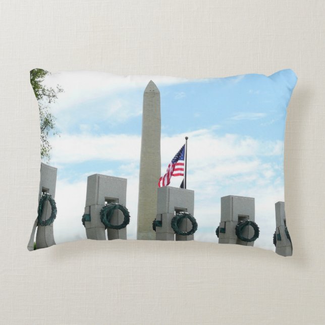 Washington Monument and WWII Memorial in DC Decorative Cushion (Back)