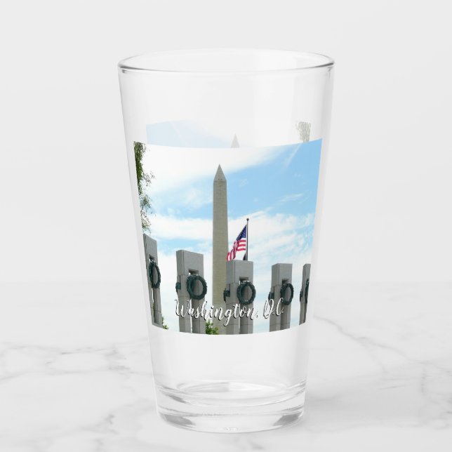 Washington Monument and WWII Memorial in DC Glass (Front)