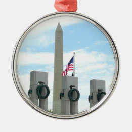 Washington Monument and WWII Memorial in DC Metal Tree Decoration