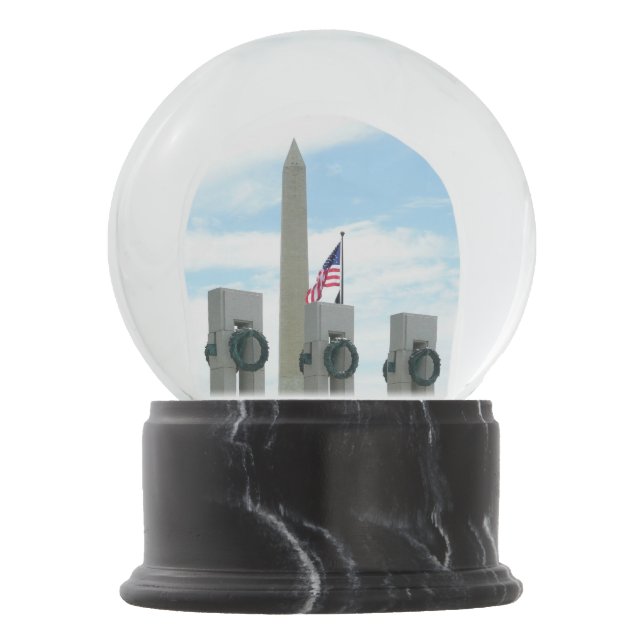 Washington Monument and WWII Memorial in DC Snow Globe (Front)