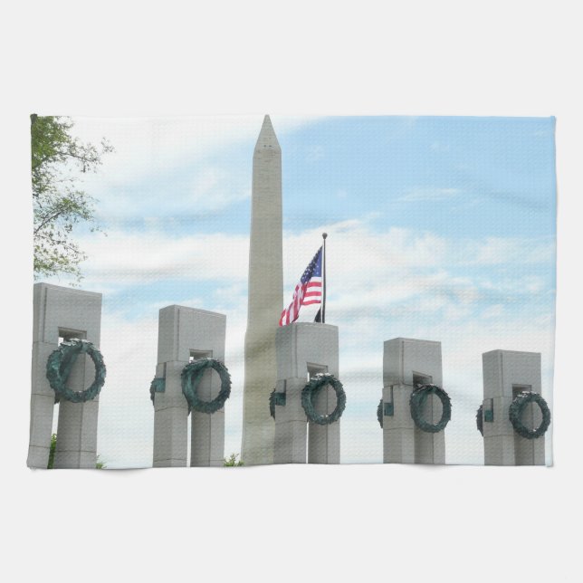 Washington Monument and WWII Memorial in DC Tea Towel (Horizontal)