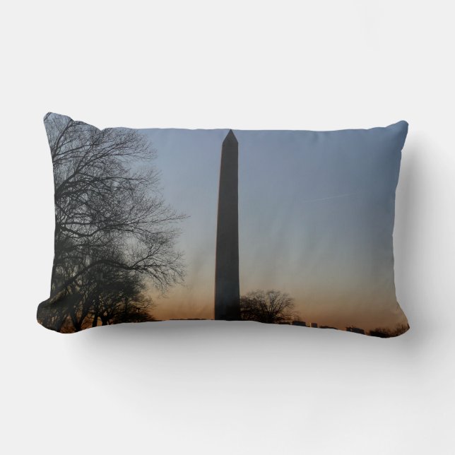 Washington Monument at Sunset in DC Lumbar Cushion (Front)