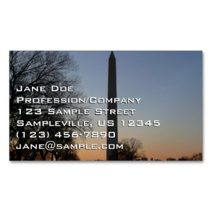 Washington Monument at Sunset in DC Magnetic Business Card